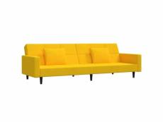 Vidaxl canapé-lit à 2 places avec deux oreillers jaune velours