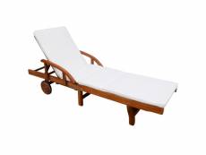 Vidaxl chaise longue avec coussin bois d'acacia solide 42595
