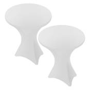 Vingo - Lot de 2 housses blanches pour table haute pliante 105 CM,Blanc,Ø 70-75 cm - Blanc