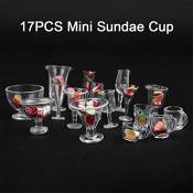 17 PCS Dollhouse Tasses miniatures Tasses à thé transparentes