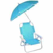 2576 Chaise pliante pour enfants avec parasol anti-UV | Couleur: Bleu