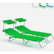 Beach And Garden Design - 2 transats de plage et jardin bains de soleil pliant en aluminium Cancun Couleur: Vert