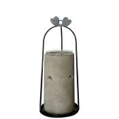 Brûle parfum en métal Cage à oiseau noir et ciment gris mat - H 21 cm