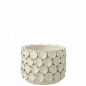Cache pot en céramique blanche avec décoration de pétales