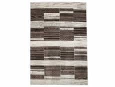 Casa - tapis toucher laineux à motifs carrés et scandinaves beige 133x190