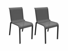 Chaises pour l'extérieur en aluminium cauro (lot de 2) graphite et gris