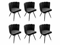 Charlotte - lot de 6 chaises velours noir
