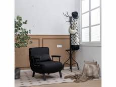 Costway fauteuil convertible à lit 1 place, fauteuil de salon 4-en-1, dossier réglable en 6 positions avec oreiller noir