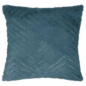 Coussin déhoussable effet fourrure - Bleu Canard - 45 x 45 cm