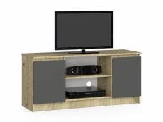 Dusk - meuble tv style moderne salon - 120x40x55 cm - 2 portes+2 tablettes - gris