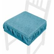 Emmevi Mv S.p.a. - Coussin pour Chaise En Coton Amovible Lavable Bande Élastique Couleur Pastel Unie - Bleu