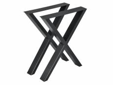 [en.casa]® set de 2 pieds de table pied de meuble métal forme x pied de table à manger noir 59 x 72 cm avec protecteur de sol et accessoires de montag