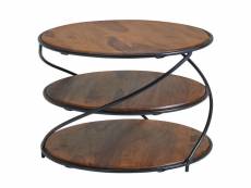 Finebuy table basse 58x58x40,5 cm bois de sheesham massif métal avec espace de rangement | table de salon pleine | petite table d'appoint salon modern