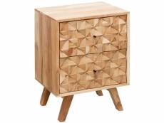 Finebuy table de chevet bois massif acacia 44 x 61 x 35 cm avec tiroirs | design table de nuit orientale boxspring nature table d'appoint chambre à co