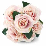 Fleurs Artificielles French Roses Rose SOLEDI 10 Têtes