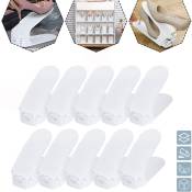Froadp 20 Pièces Range Chaussures Réglables avec 3 Hauteur Réglable, Double Couche，Blanc