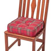 Galette de chaise coussin rehausseur en coton à carreaux écossais Rouge, 40 x 40 x 10 cm