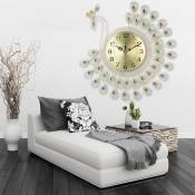Grand 3D Diamants Horloge Murale Paon Muet Déco Chambre