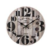Horloge murale effet bois marron noir et gris ø 33,8 cm