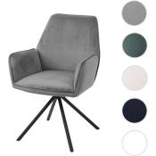 HW - Chaise de salle à manger C-G67, chaise de cuisine, pivotante, auto-position - velours, gris foncé