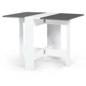 Idmarket - Table console pliable edi 2-4 personnes bois blanc plateau gris 103 x 76 cm - Gris