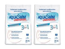 Lot de 2 sacs de sel de piscine 3 en 1 Universel 25 kg - Aquaswim