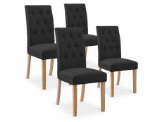 Lot de 4 chaises capitonnées gaya tissu noir