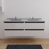 Meuble double vasque arlequin 140 cm - Coloris au choix|Gris béton|Noir - Blanc