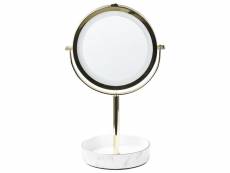 Miroir de table doré et blanc à led ø 26 cm savoie
