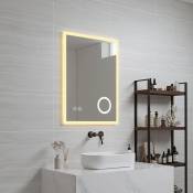 Miroir led Scafa pour salle de bain avec loupe 3 fois 80 x 60 cm blanc Pro.tec blanc