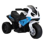 Moto Electrique BMW S1000, 25W pour Enfant, 3 Roues, Système Audio et Phares Fonctionnels - Bleu