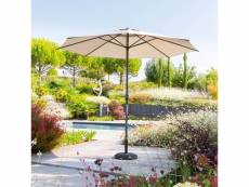 Parasol mat central rond 3m loompa taupe hespéride - taupe