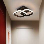 Plafonnier led 22W - lampe de plafond couloir lampe lustre en caoutchouc souple + fer art - Blanc chaud D28xH9cm - Noir
