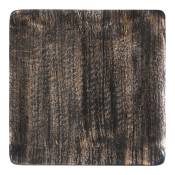 Plat décoratif carré en bois de manguier noir 25 cm