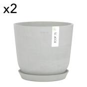 Pots de fleurs avec soucoupe blanc gris D25 - lot de