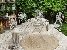 Salon de jardin bistrot table et 4 chaises en acier blanc cassé bivio 265706