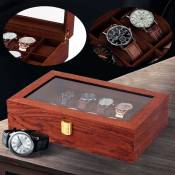 Senderpick - Boîte à montres en bois dorée à 12 fentes pour hommes - Cadeau de luxe pour boîte d'affichage