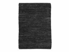 Skin - tapis en cuir tressé noir 160x230