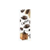 Sticker réfrigérateur et lave vaisselle, tasse de café, coffee, grains et moulin à café, 180 cm x 59,5 cm - Multicouleur