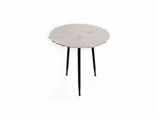 Table à café design en métal lotus - diam. 45 x h. 49 cm - argent