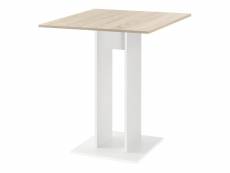 Table à manger de forme carrée table design pour salle à manger cuisine salon panneau de particules mélaminé 65 x 65 x 78 cm effet chêne blanc [en.cas