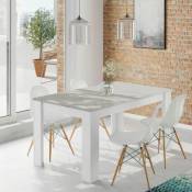Table à manger extensible blanche 140 cm (largeur) x 78 cm (hauteur) x 90 cm (profondeur) - Ciment - Artik Blanc