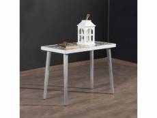 Table basse rectangulaire gotland 45 x 62 x 32 cm blanc à motifs [en.casa]
