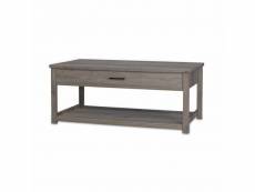 Table basse relevable en décor bois gris 110x59x46.5cm - galant - 1 espace de rangement