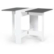 Table console pliable edi 2-4 personnes bois blanc plateau gris 103 x 76 cm - Gris