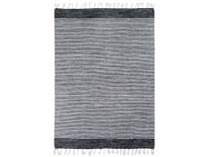 Tapis terra - 120 x 170 cm - bandes noir, gris et blanc