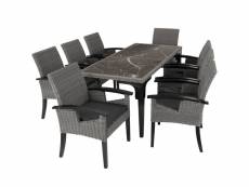 Tectake table en rotin foggia avec 8 chaises - gris