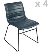 Toilinux - Lot de 4 Chaises design industriel Brooklyn - 55 x 45 x 78 - Bleu