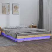 Vidaxl - Cadre de lit à led 150x200 cm très grand bois massif