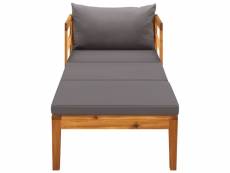 Vidaxl chaise longue avec coussins gris foncé bois
